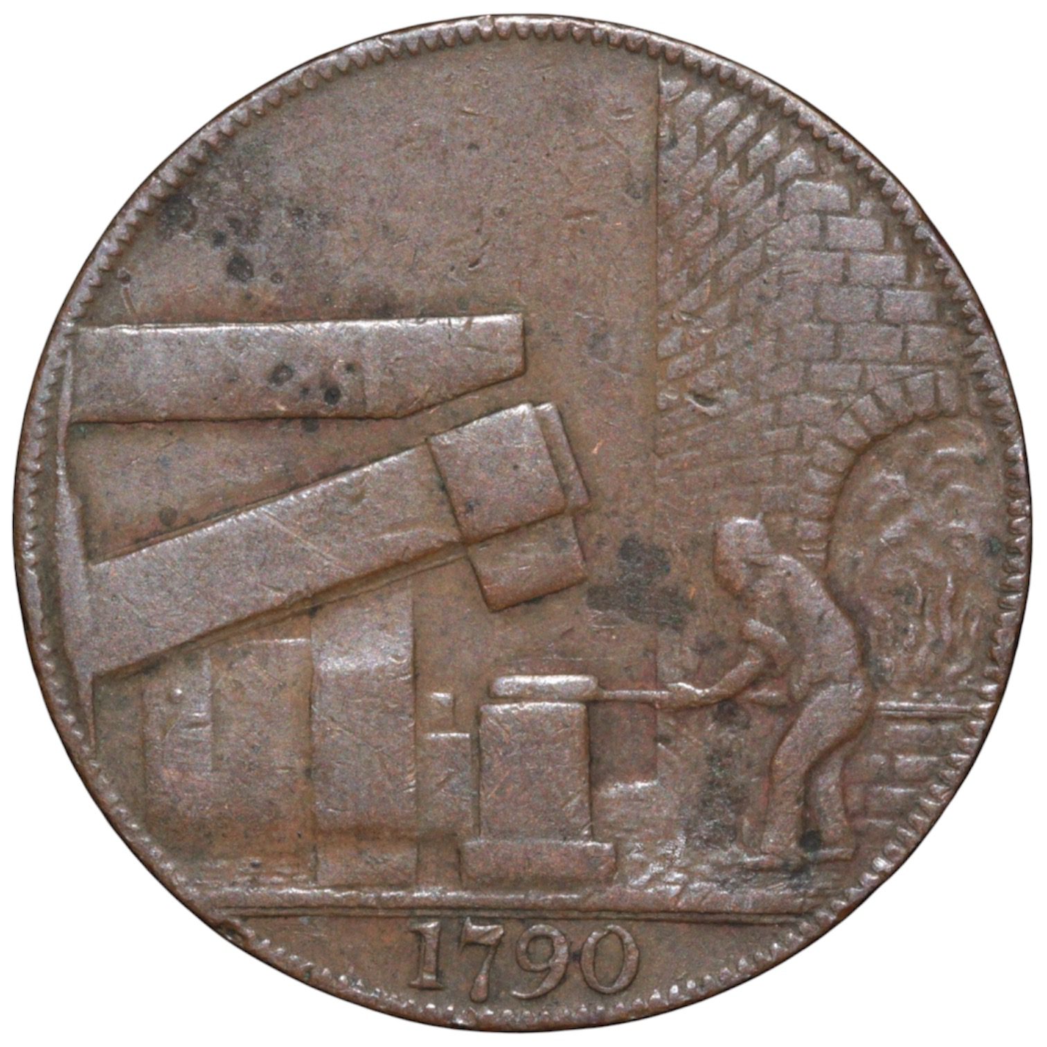 1790 Warwickshire John Wilkinson Forge Halfpenny Token